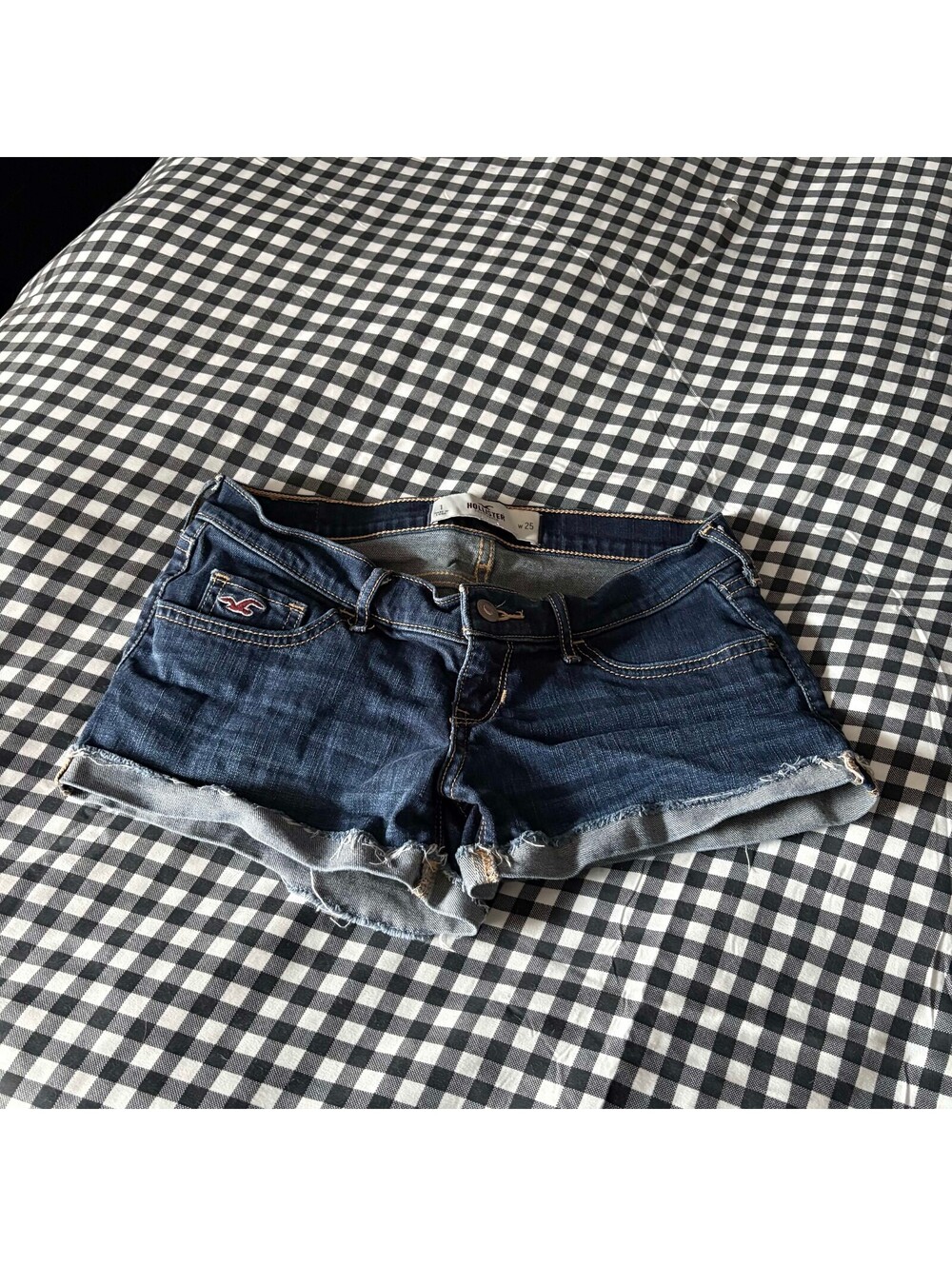 blue denim y2k hollister mini shorts